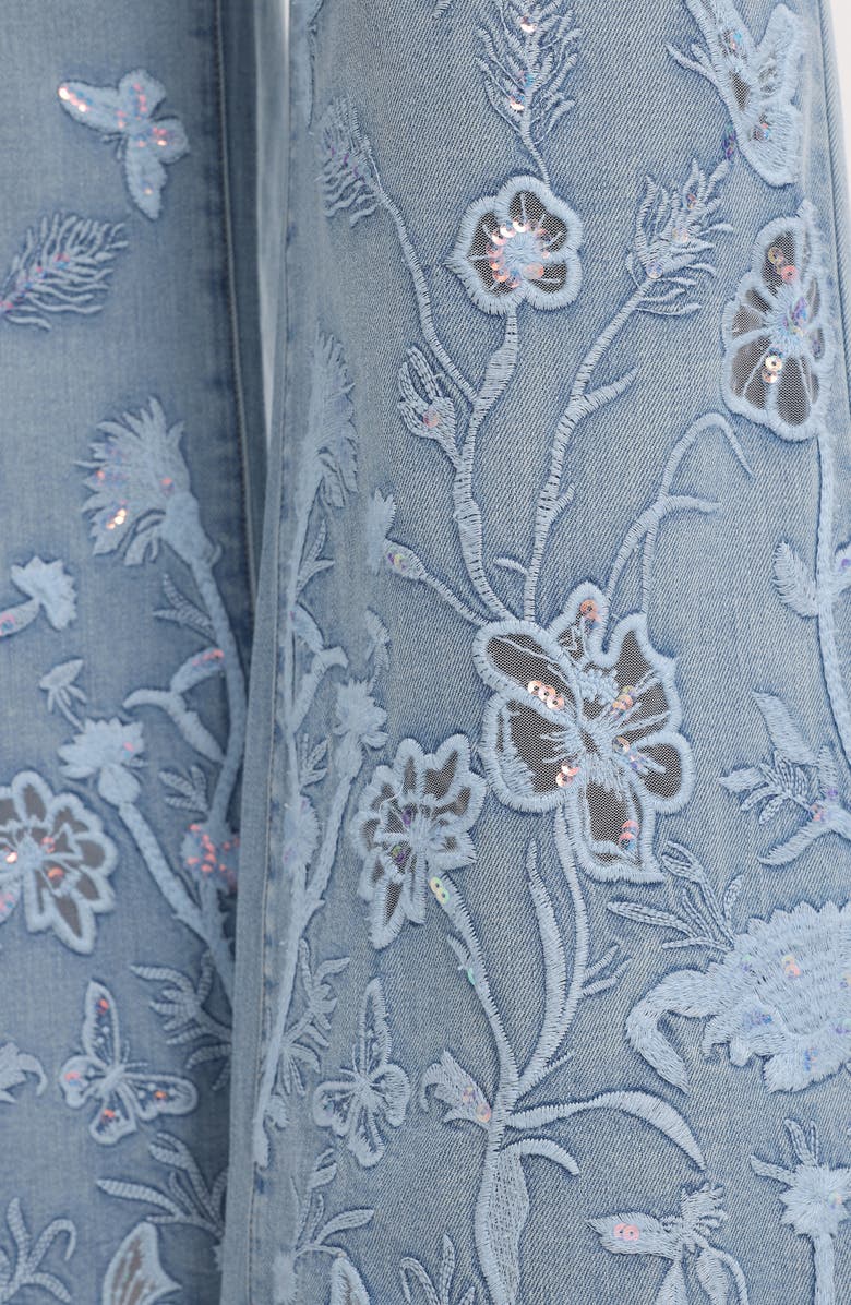 Bayeas Embroidered High Waist Wide Leg Jeans, Alternate, color, Azuredream