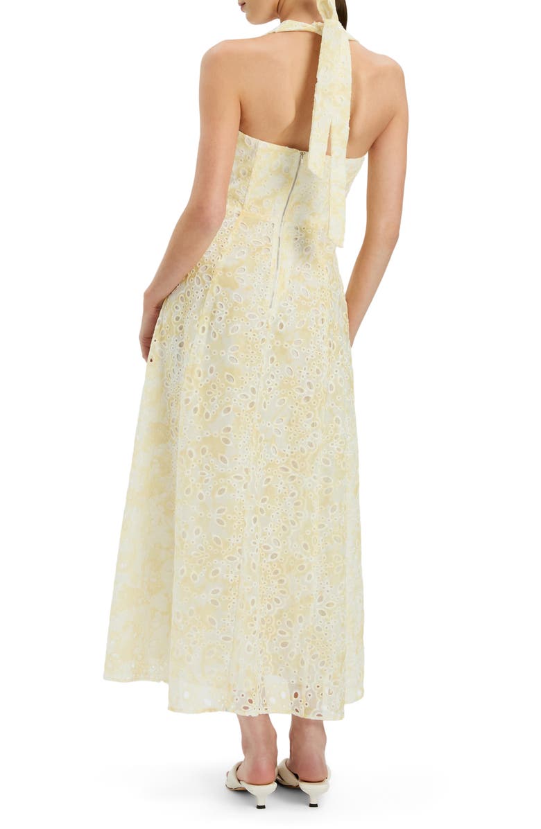 Bardot Pollie Eyelet Halter Midi Dress, Alternate, color, 