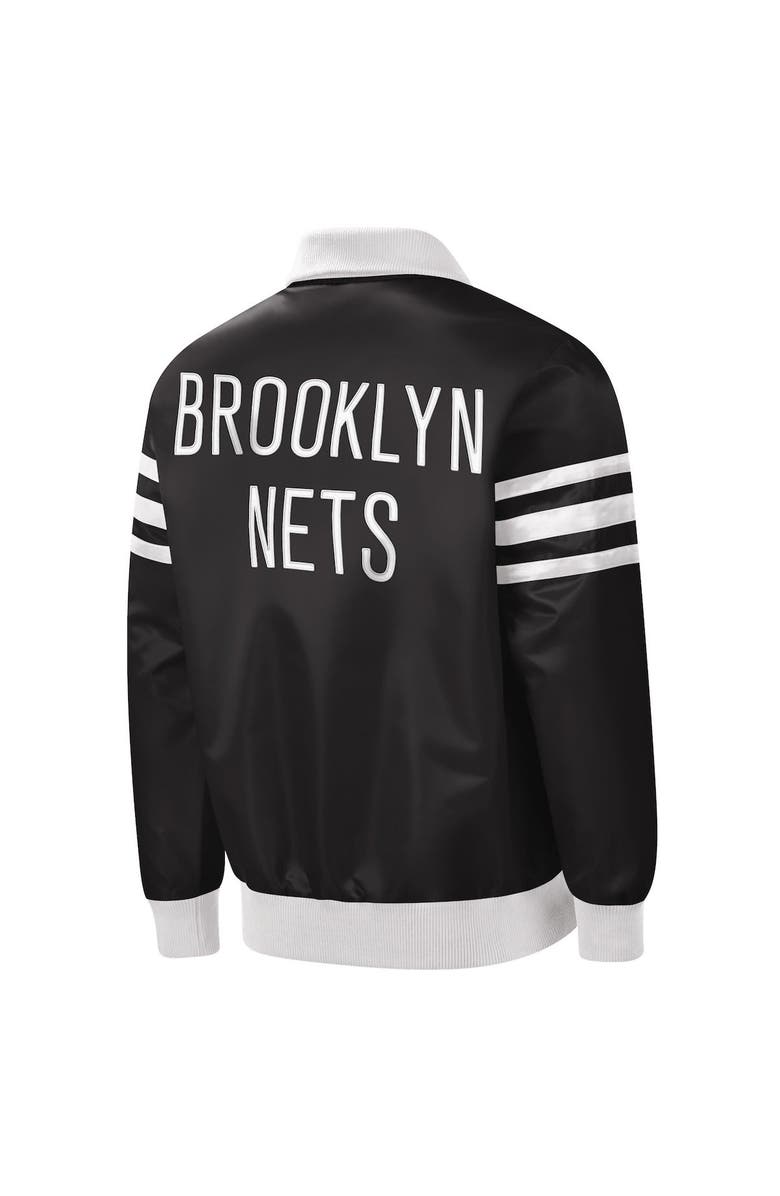 STARTER Men's Starter Black Brooklyn Nets The Captain II Full-Zip Varsity Jacket, Alternate, color, 