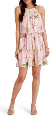Kensie Floral Halter Neck Chiffon Minidress