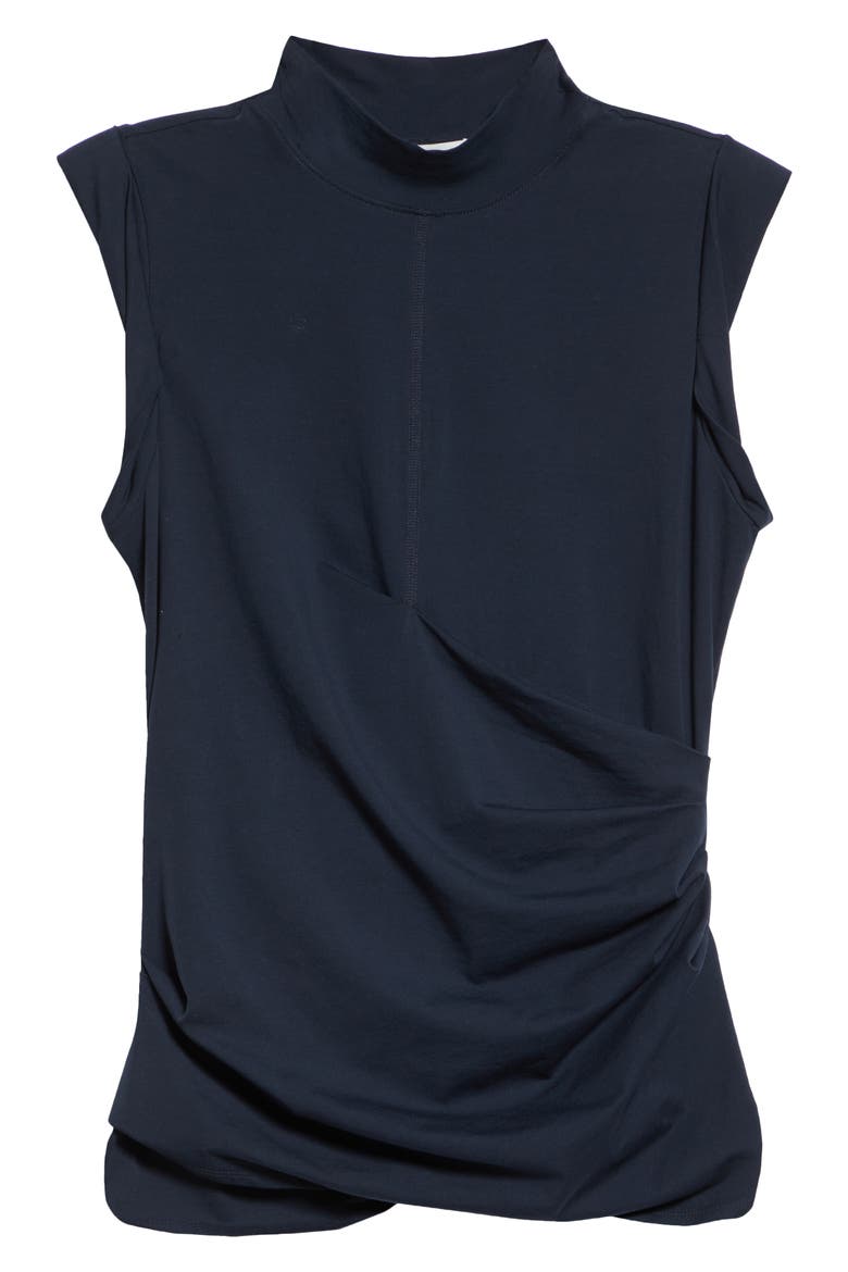 Draped Mock Neck Sleeveless Top, Alternate, color, MIDNIGHT