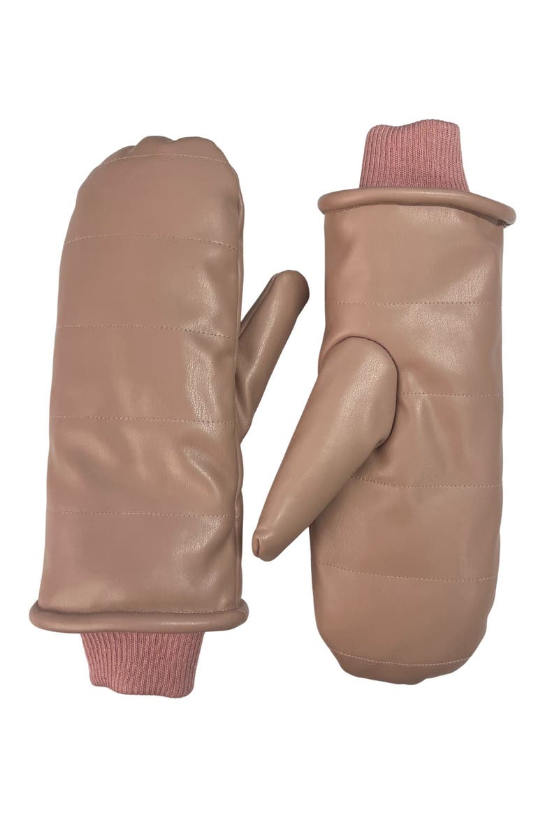 Faux Leather Mittens, Main, color, BLUSH