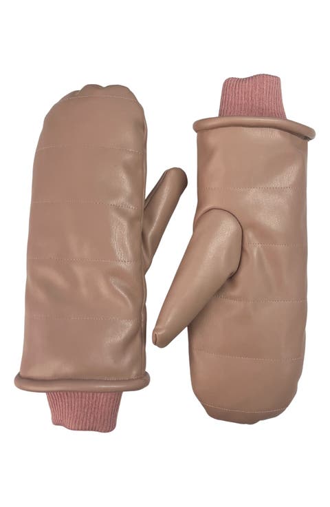 Faux Leather Mittens