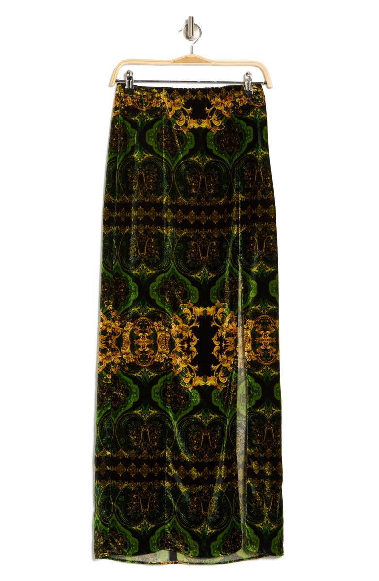 Alice + Olivia Stephine Velvet Maxi Skirt, Alternate, color, Rendezvous/ Multi