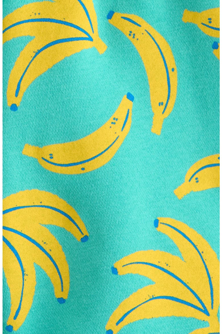 Kids' Banana Print Shorts, Alternate, color, TEAL RIPPLE BANANA BUNCHES