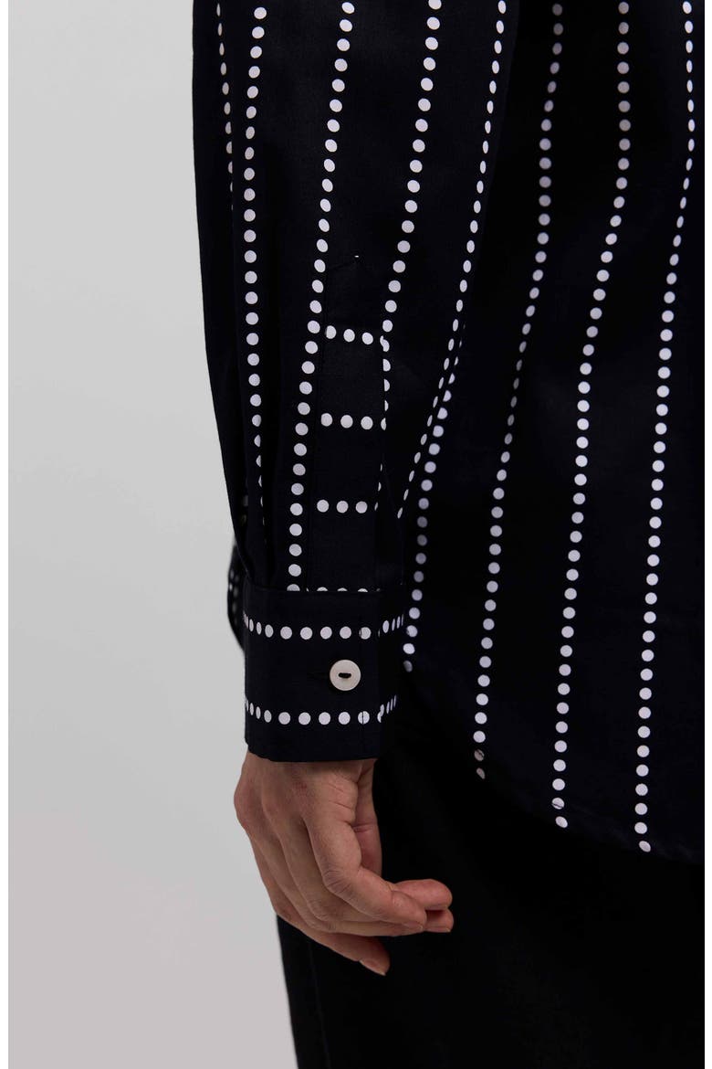 Dot Stripe Boyfriend Button-Up Shirt, Alternate, color, BLACK/ WHITE