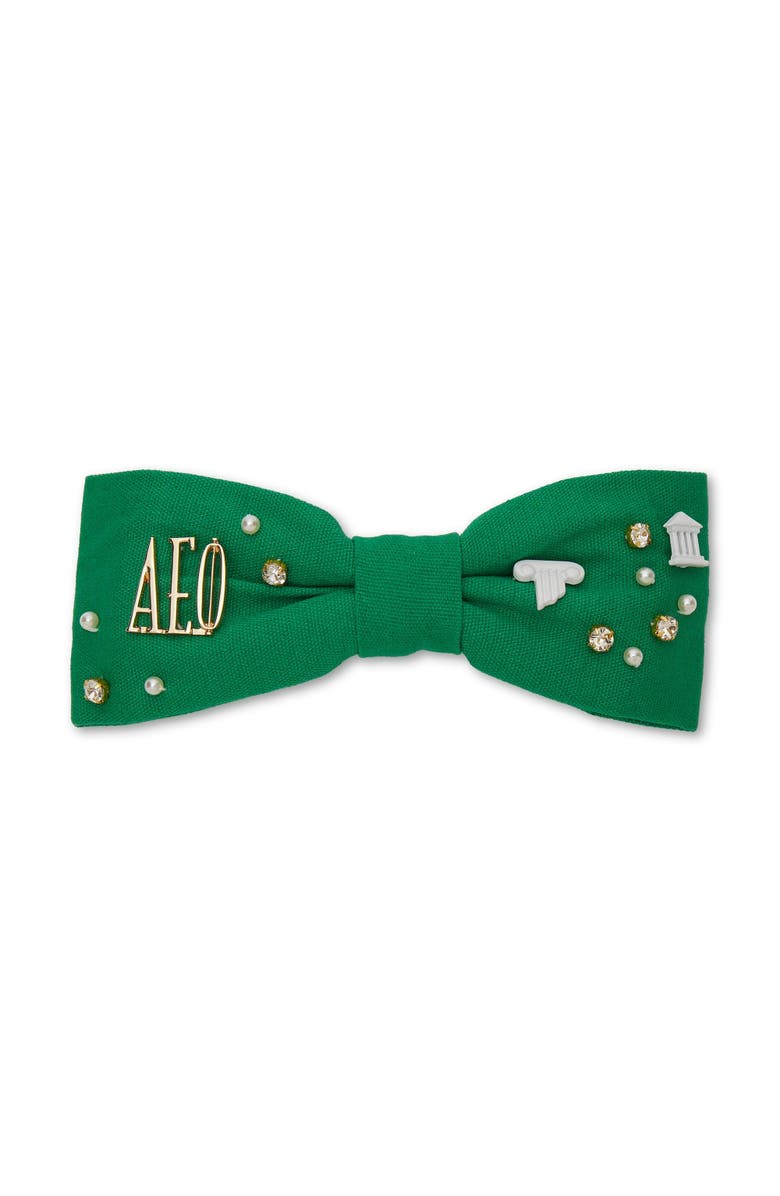 Lele Sadoughi Alpha Epsilon Phi Riley Bow, Main, color, Support Green 300