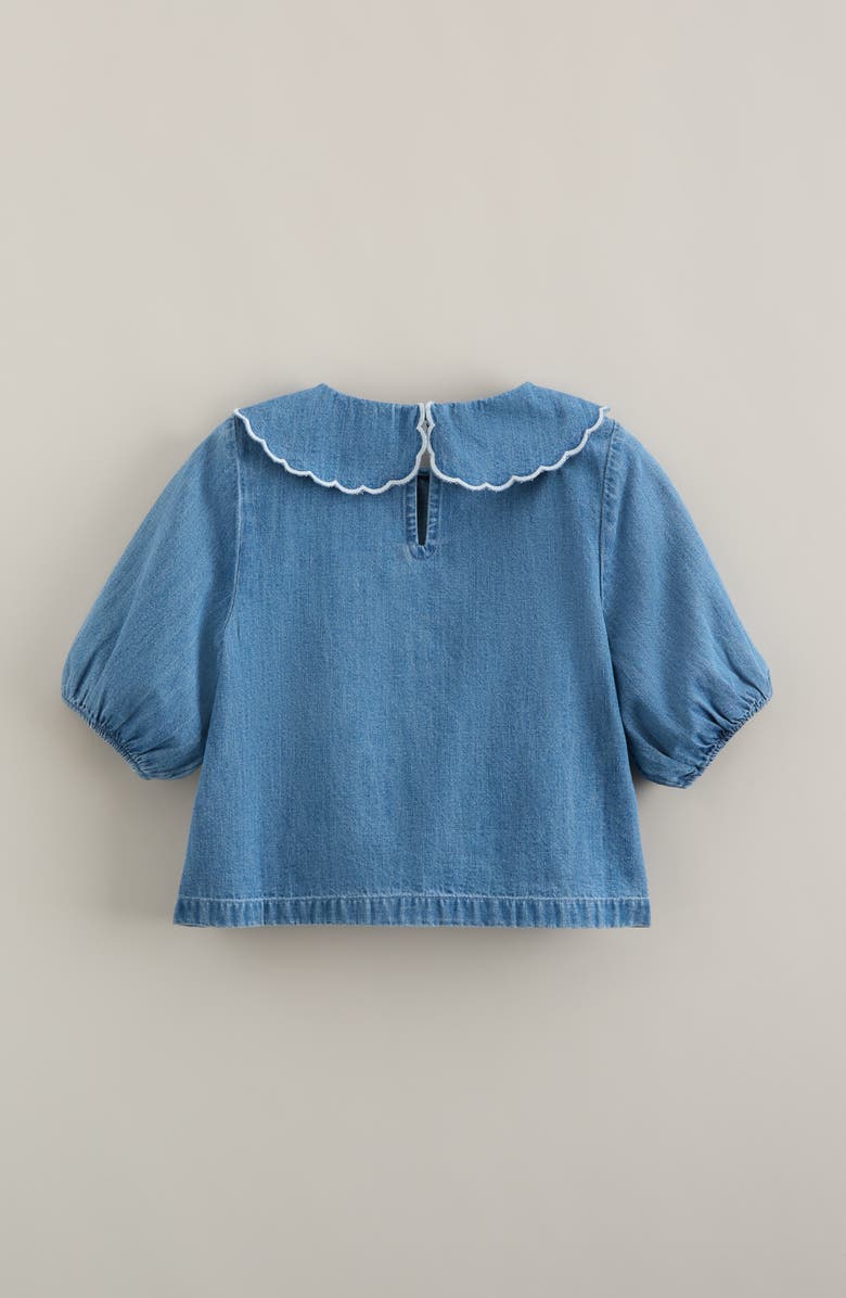 Nordstrom Kids' Scallop Collar Cotton Chambray Top, Alternate, color, Mid Gem Wash