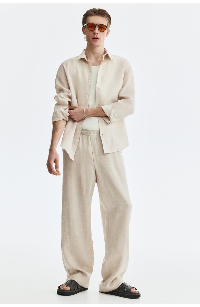 H&M Relaxed-fit linen shirt, Alternate, color, Cream