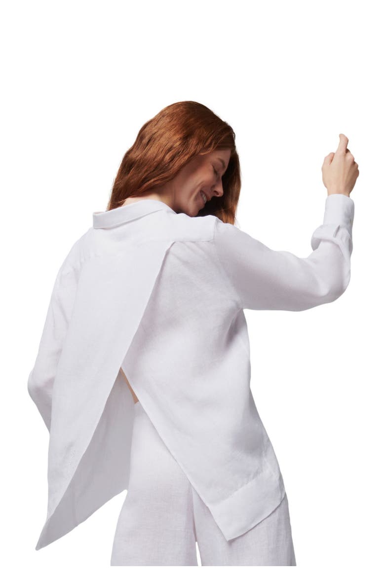 Women's Solid Linen Shirt- Vilebrequin X Angelo Tarlazzi, Alternate, color, BLANC