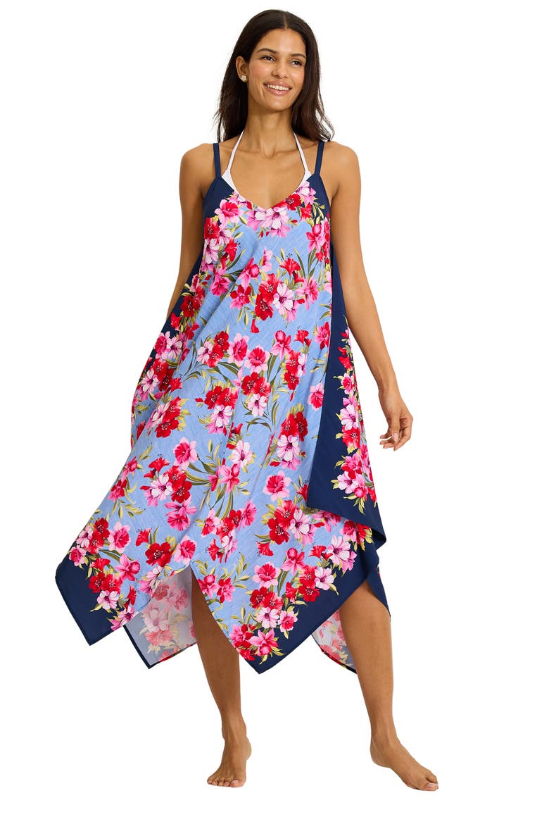Chambray Beach Scarf Cover-Up Dress, Alternate, color, MARE NAVY
