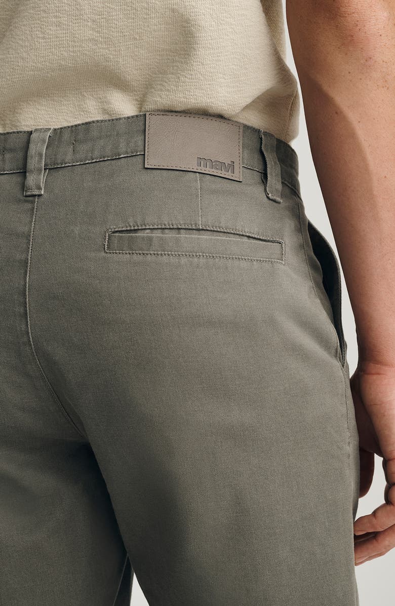 Mavi Jeans Noah Flat Front Stretch Twill Shorts, Alternate, color, Olive Vintage Colored