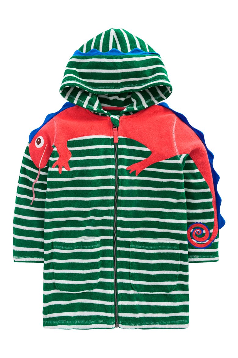 Kids' Fun Towelling Zip-Up Cover-Up, Main, color, CHAMELEON GREEN STRIPE