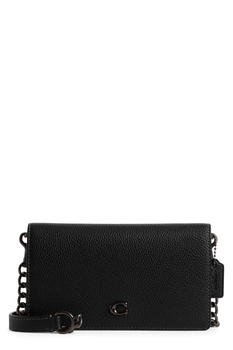 Polished Pebble Leather Crossbody Bag (Nordstrom Exclusive), Main, color, BLACK