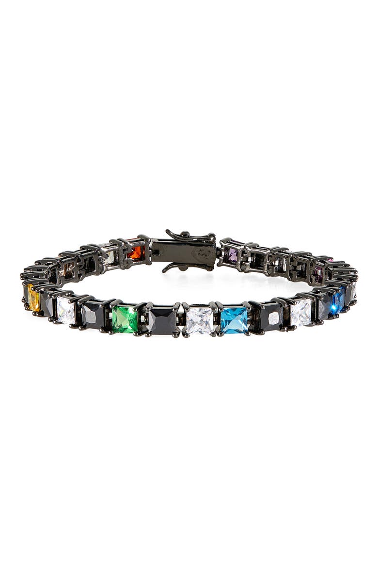 Checkerboard Crystal Tennis Bracelet, Main, color, MULTI