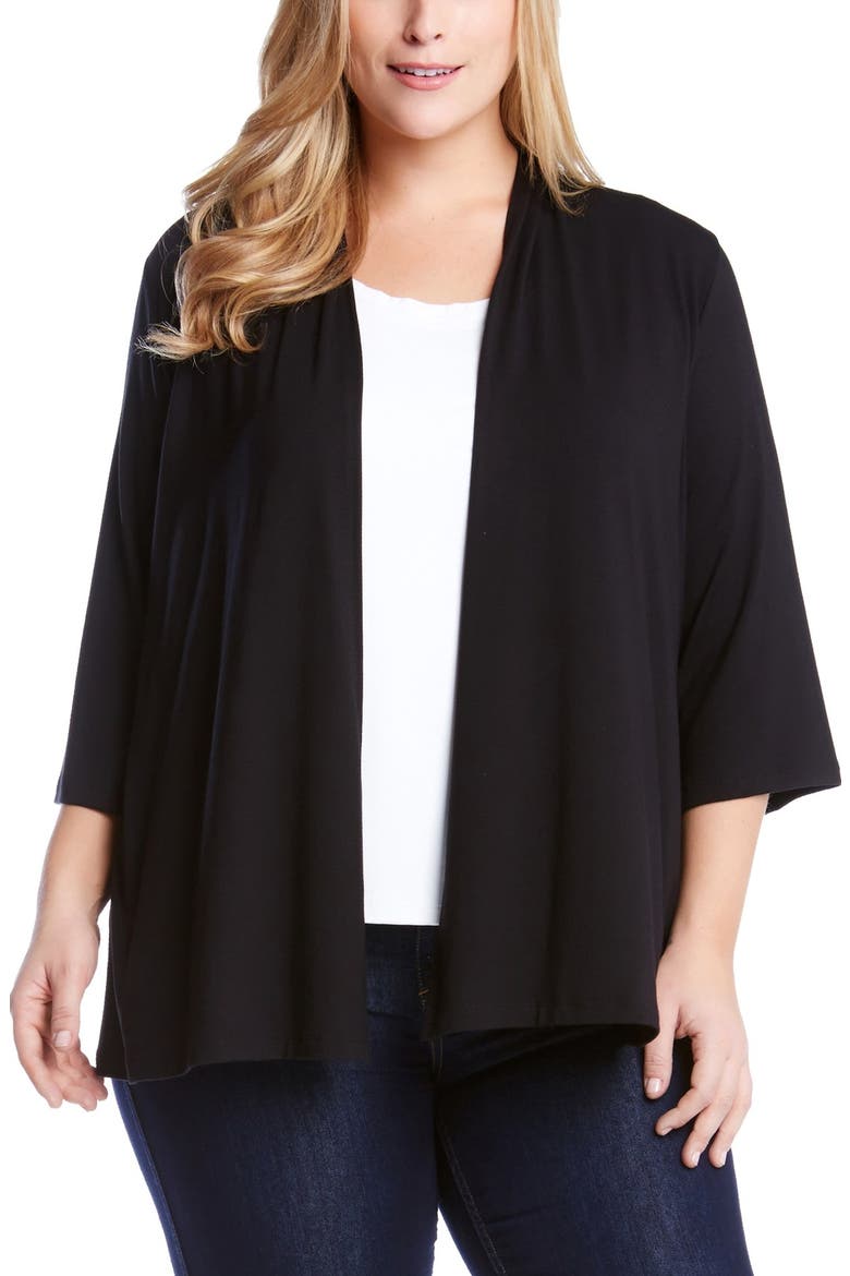 Molly Open Front Jersey Cardigan, Main, color, BLACK