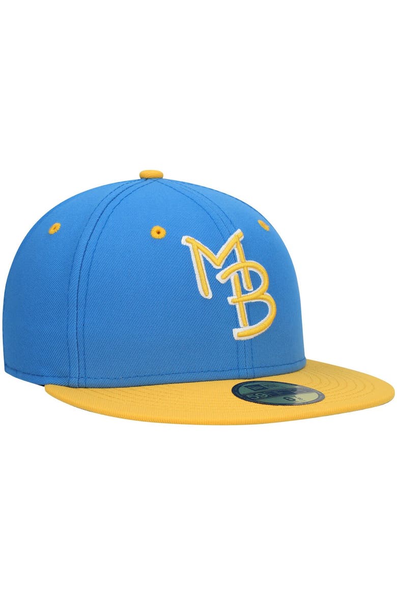 Men's New Era Light Blue Myrtle Beach Pelicans Authentic Collection Team Alternate 59FIFTY Fitted Hat, Alternate, color, Royal
