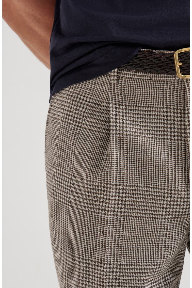 Prince of Wales trousers, Alternate, color, Brown