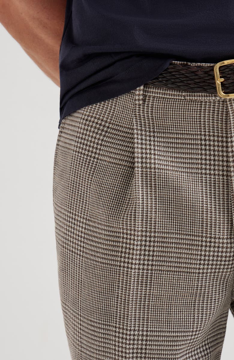 Brunello Cucinelli Prince of Wales trousers, Alternate, color, Brown