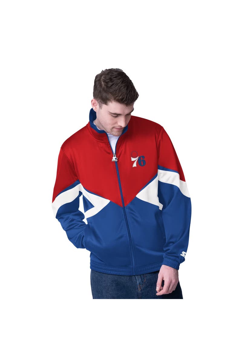 STARTER Men's Starter Red/Royal Philadelphia 76ers Rush Applique Full-Zip Track Jacket, Main, color, Red