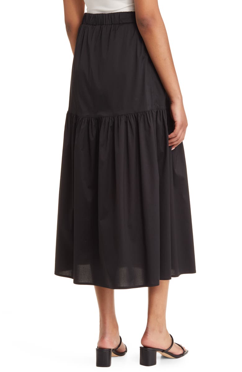Misook Cotton Blend Flounce Hem Maxi Skirt, Alternate, color, Black