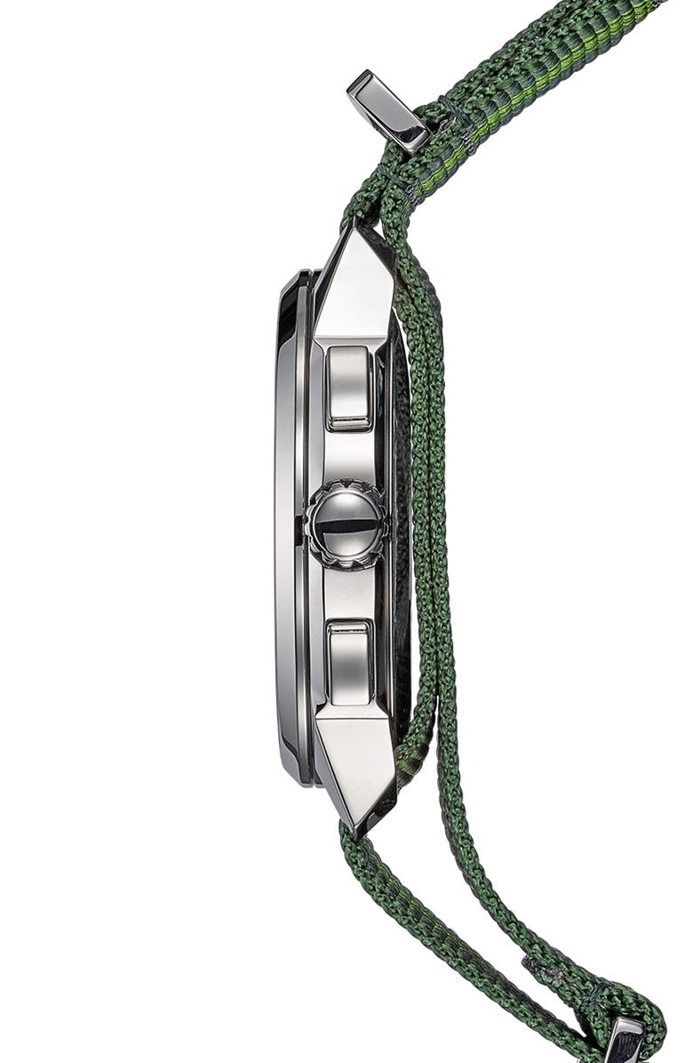 BALMAIN WATCHES Madrigal Chronograph Fabric Strap Watch, 42mm, Alternate, color, Green Nato
