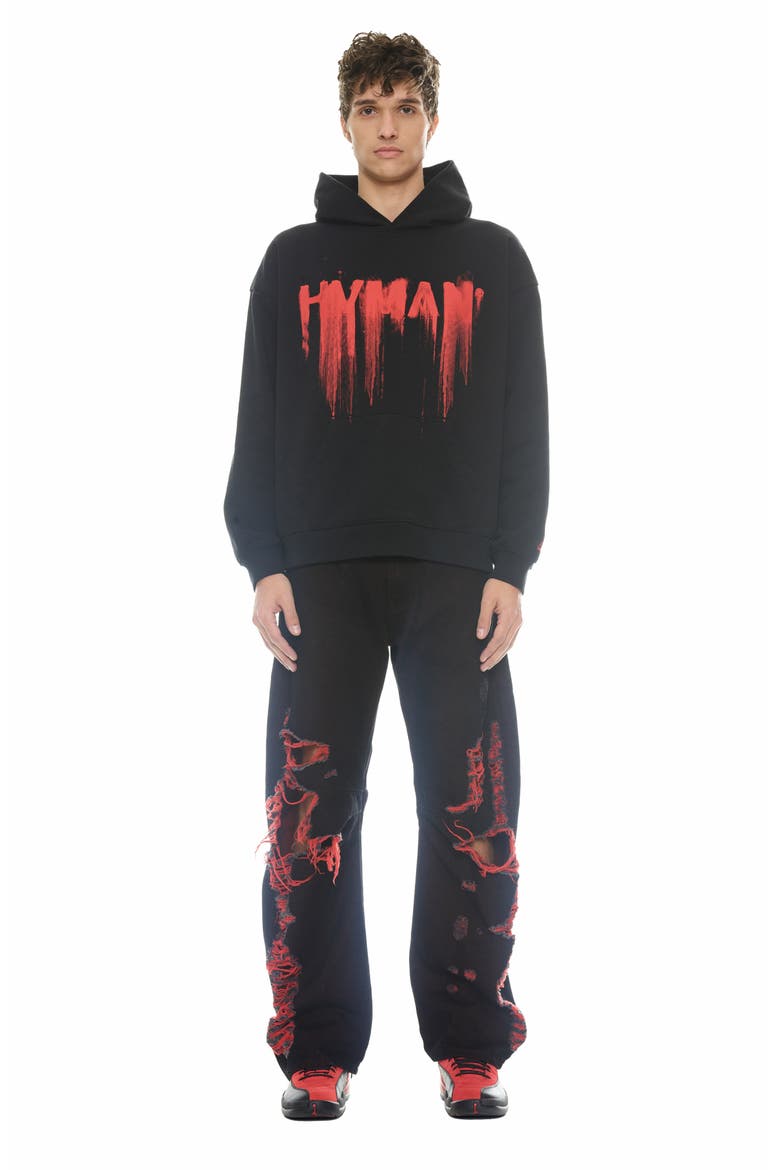 Evolve Distressed Baggy Fit Jeans, Alternate, color, BLACK/ RED