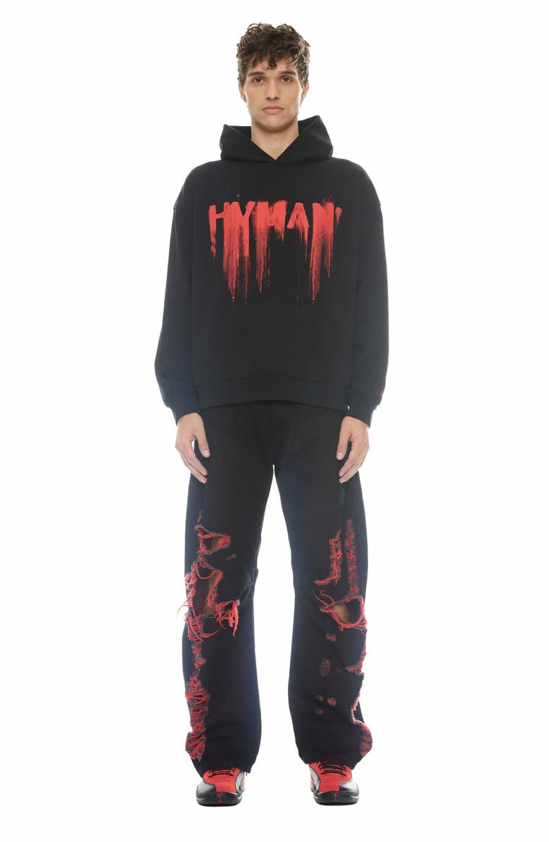 HVMAN Evolve Distressed Baggy Fit Jeans, Alternate, color, Black/ Red