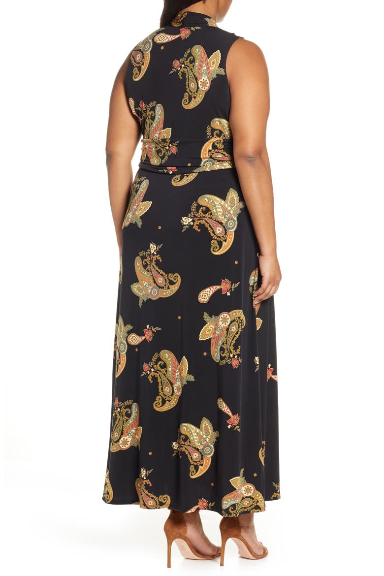 Paisley Spice Maxi Dress, Alternate, color, RICH BLACK