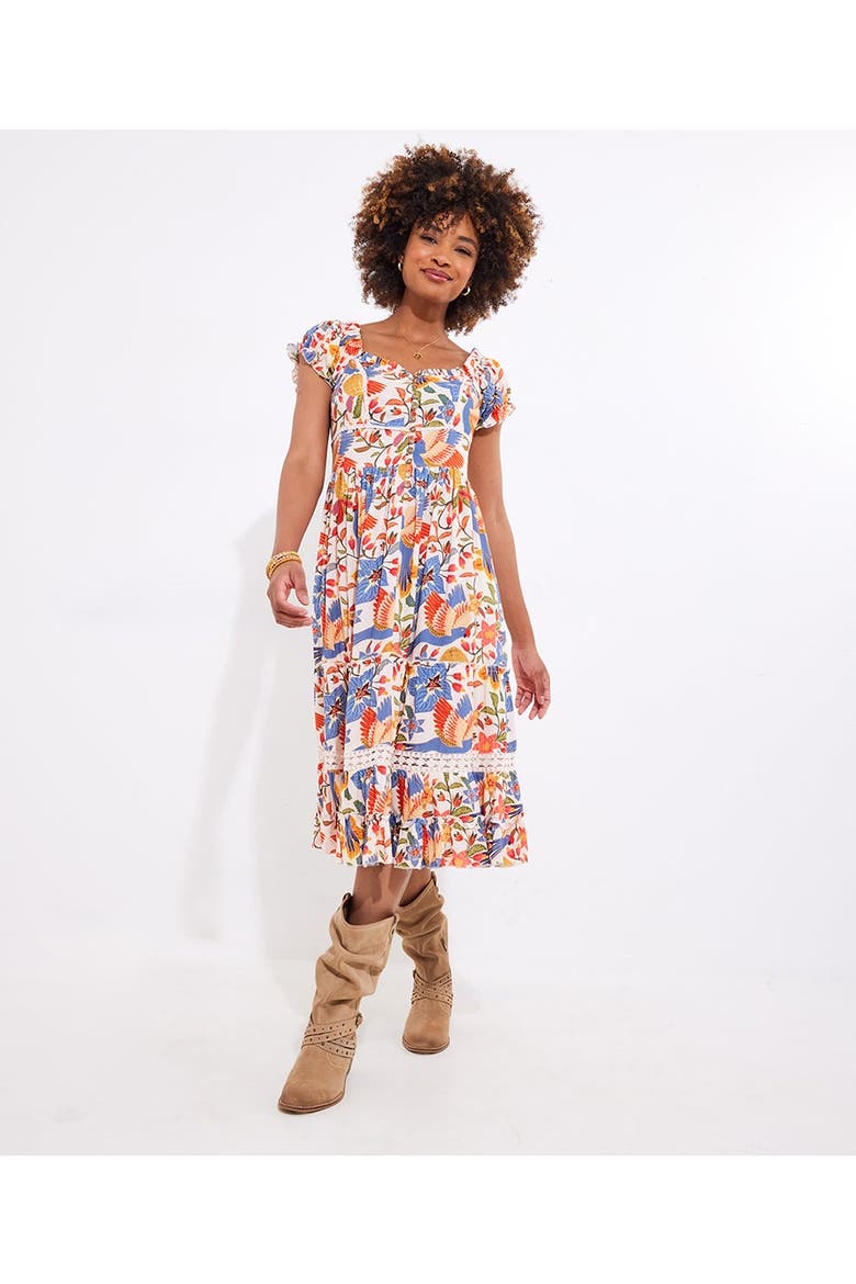 Sweetheart Midi Dress, Alternate, color, PEACH ABSTRACT FLORAL