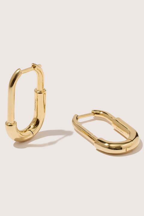 14kt Gold Vermeil Large Staple Hoop Earrings