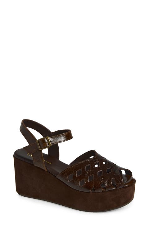 Jaymie Ankle Strap Peep Toe Platform Wedge Sandal