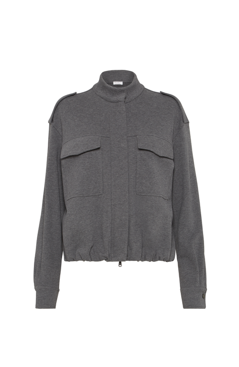 Smooth French terry cardigan-style top