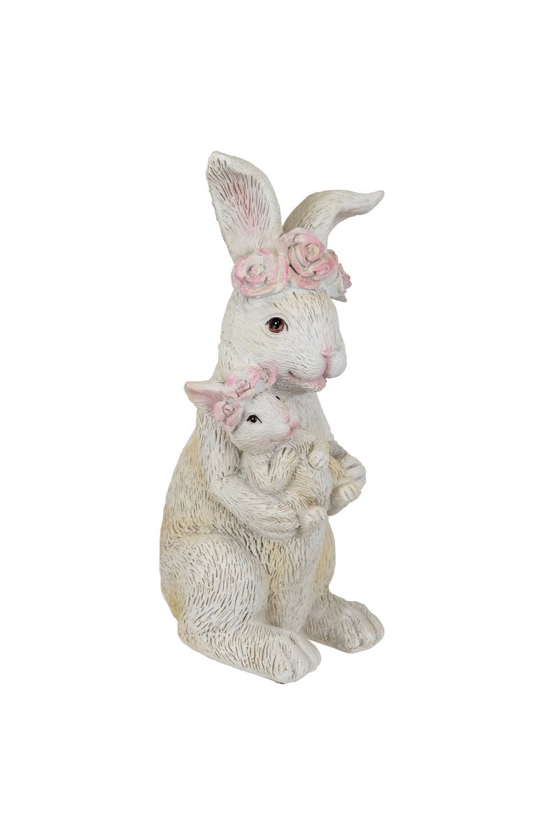 Northlight Mother and Baby Bunny Outdoor Garden Easter Statue - 9.25", Alternate, color, White