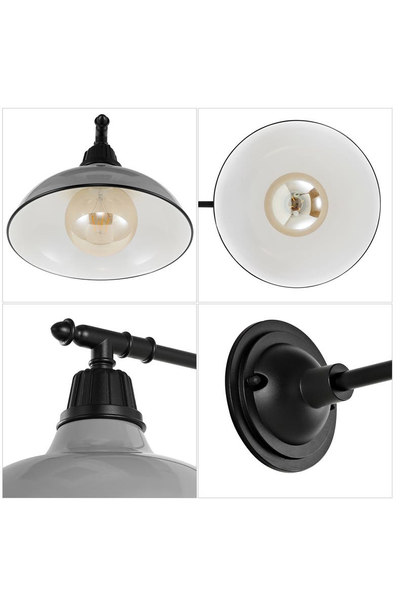 JONATHAN Y Wallace 1-Light Farmhouse Industrial Indoor/Outdoor Iron LED Victorian Arm Outdoor Sconce, Alternate, color, Gray/Black