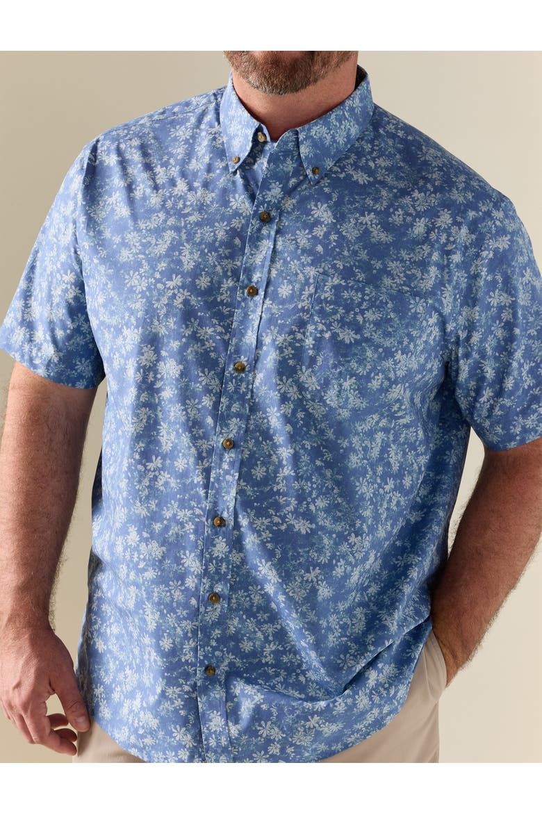 Big & Tall Easy-Care Multi Floral Print Sport Shirt, Alternate, color, BLUE