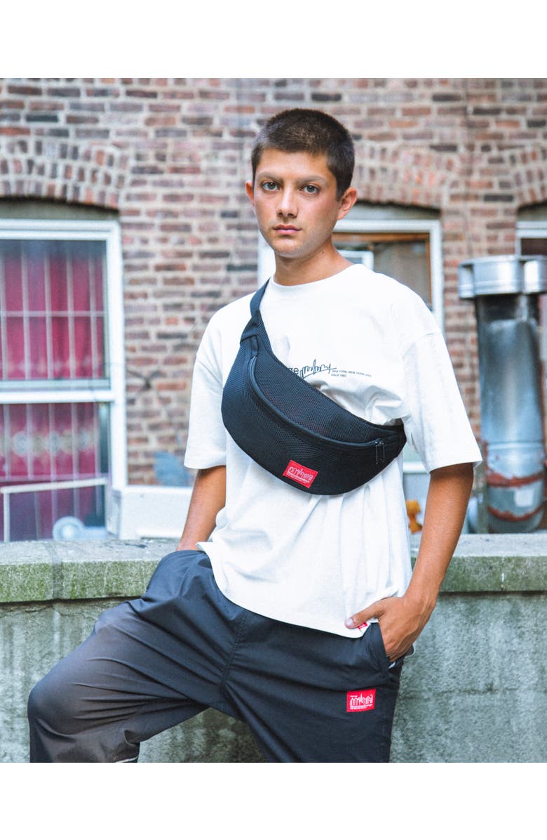 Manhattan Portage Mesh Brooklyn Bridge Belt Bag, Alternate, color, Black