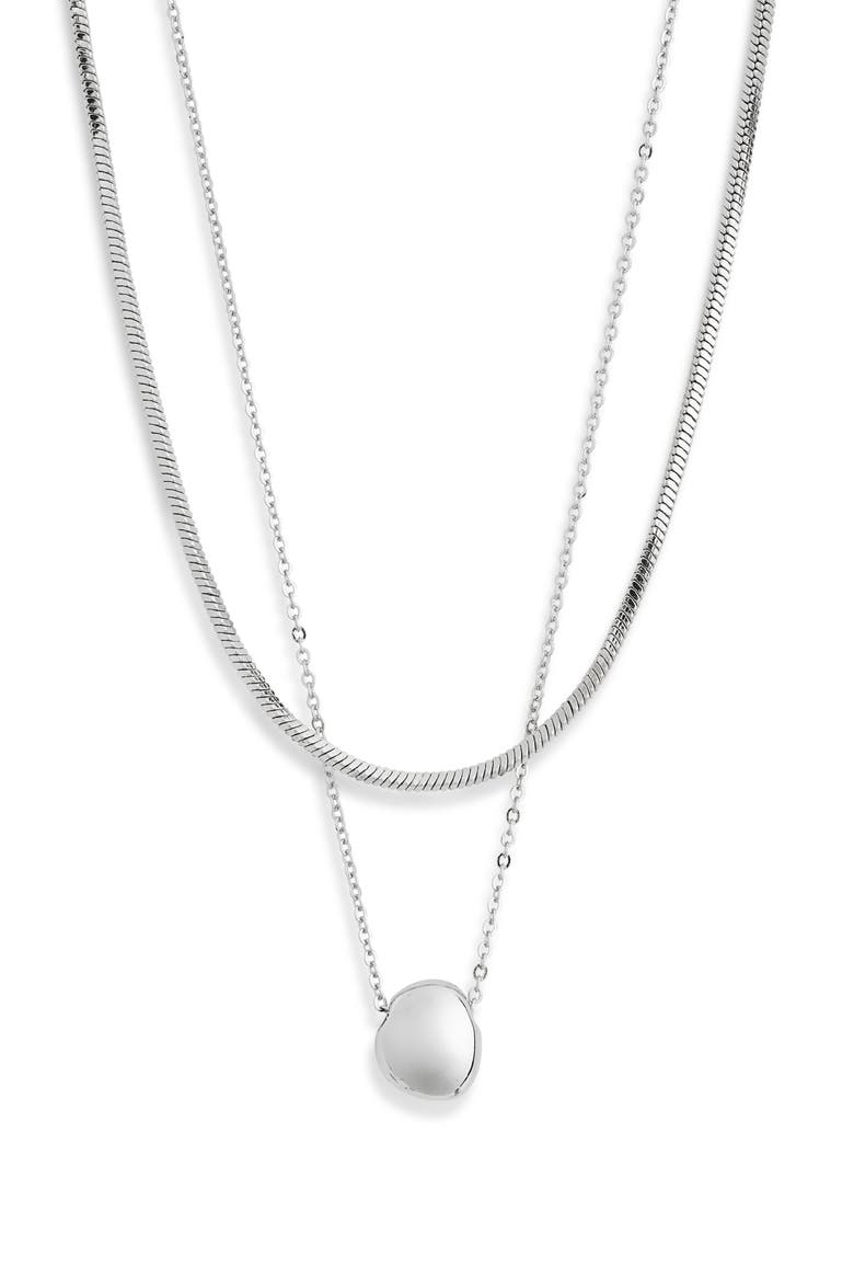 Set of 2 Demi Fine Chain Pendant Necklaces, Main, color, SILVER