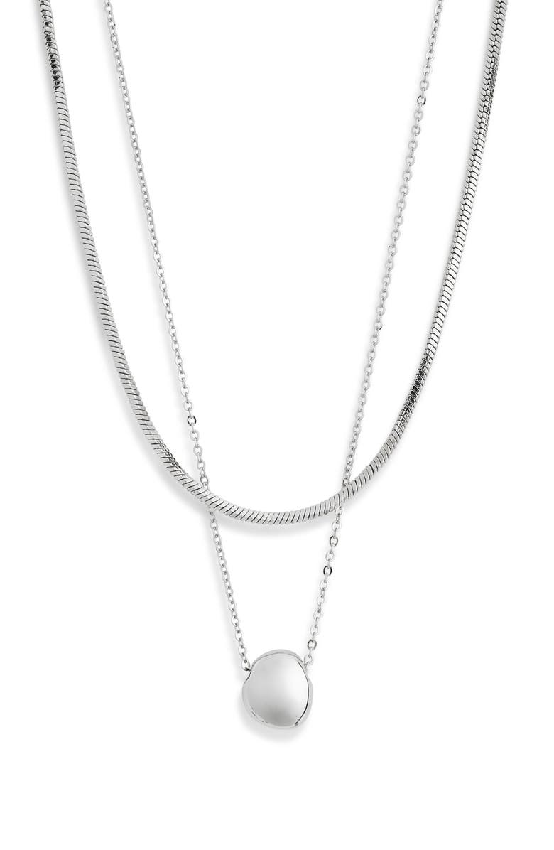 NORDSTROM RACK Set of 2 Demi Fine Chain Pendant Necklaces, Main, color, Silver