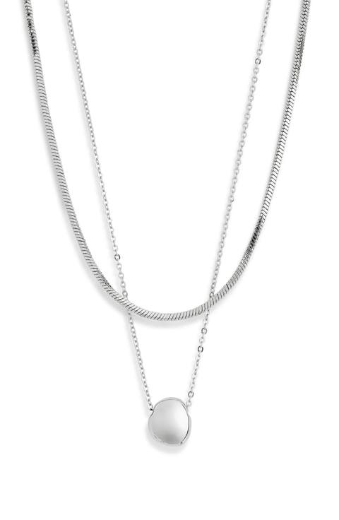 Set of 2 Demi Fine Chain Pendant Necklaces