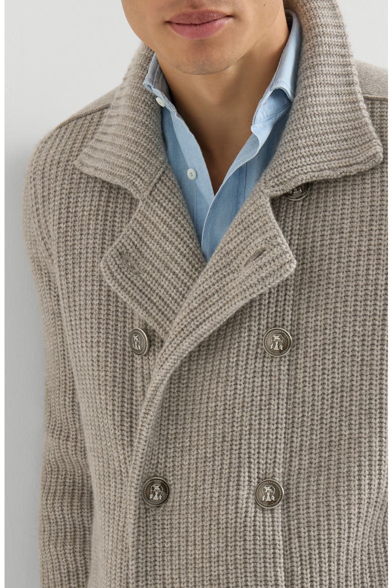 Cashmere half english rib mariner cardigan, Alternate, color, Light Brown