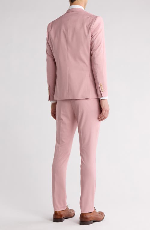Gino Vitale Skinny Fit Solid Stretch Three Piece Suit In Soft Pink