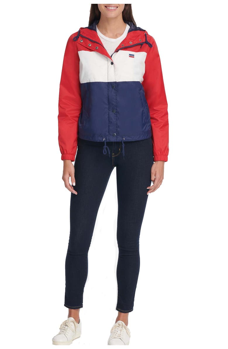 Levi's<sup>®</sup> Hooded Zip Front Windbreaker Jacket, Main, color, Rinse