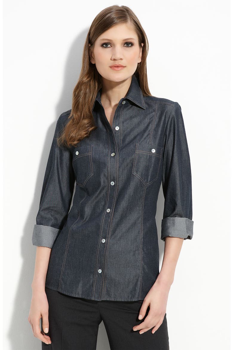 Lightweight Denim Shirt, Main, color, LIGHT INDIGO