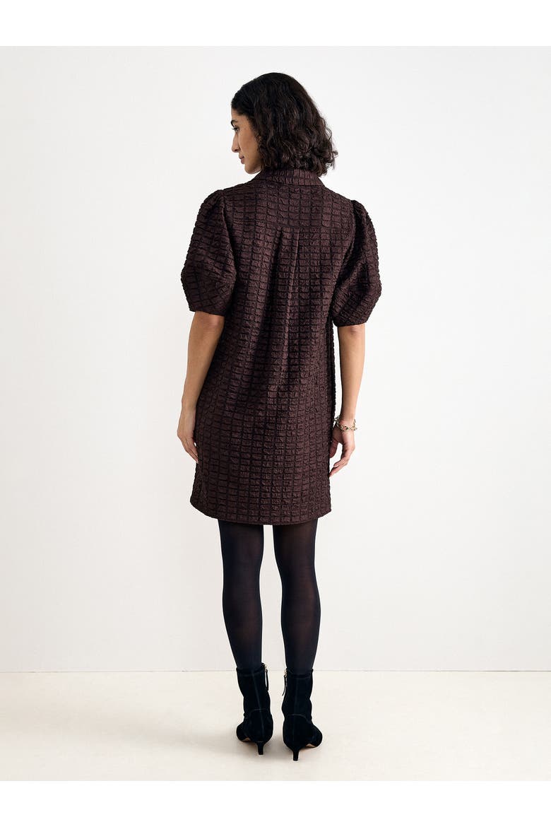 Yasmine Textured Mini Shirt Dress, Alternate, color, Brown