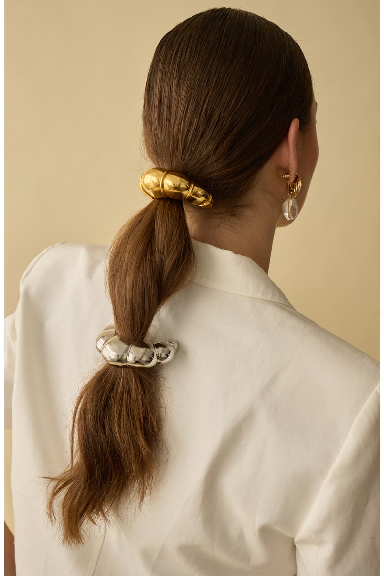 Glossy Croissant Ponytail Cuff, Alternate, color, GOLD