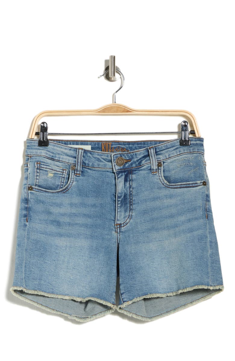 KUT from the Kloth Kity Frayed Denim Boyfriend Shorts, Main, color, Allium