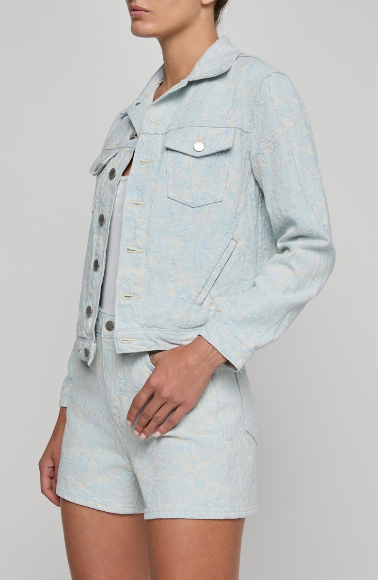 L'AGENCE Maven Floral Stitch Denim Jacket, Alternate, color, Cloud Damask