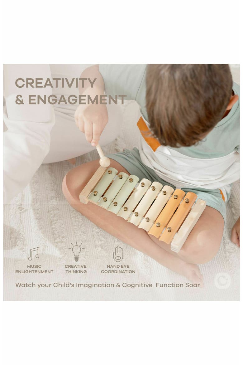 Xylophone for Kids, Percussion Instrument for Toddler Learning, Alternate, color, Multicolor