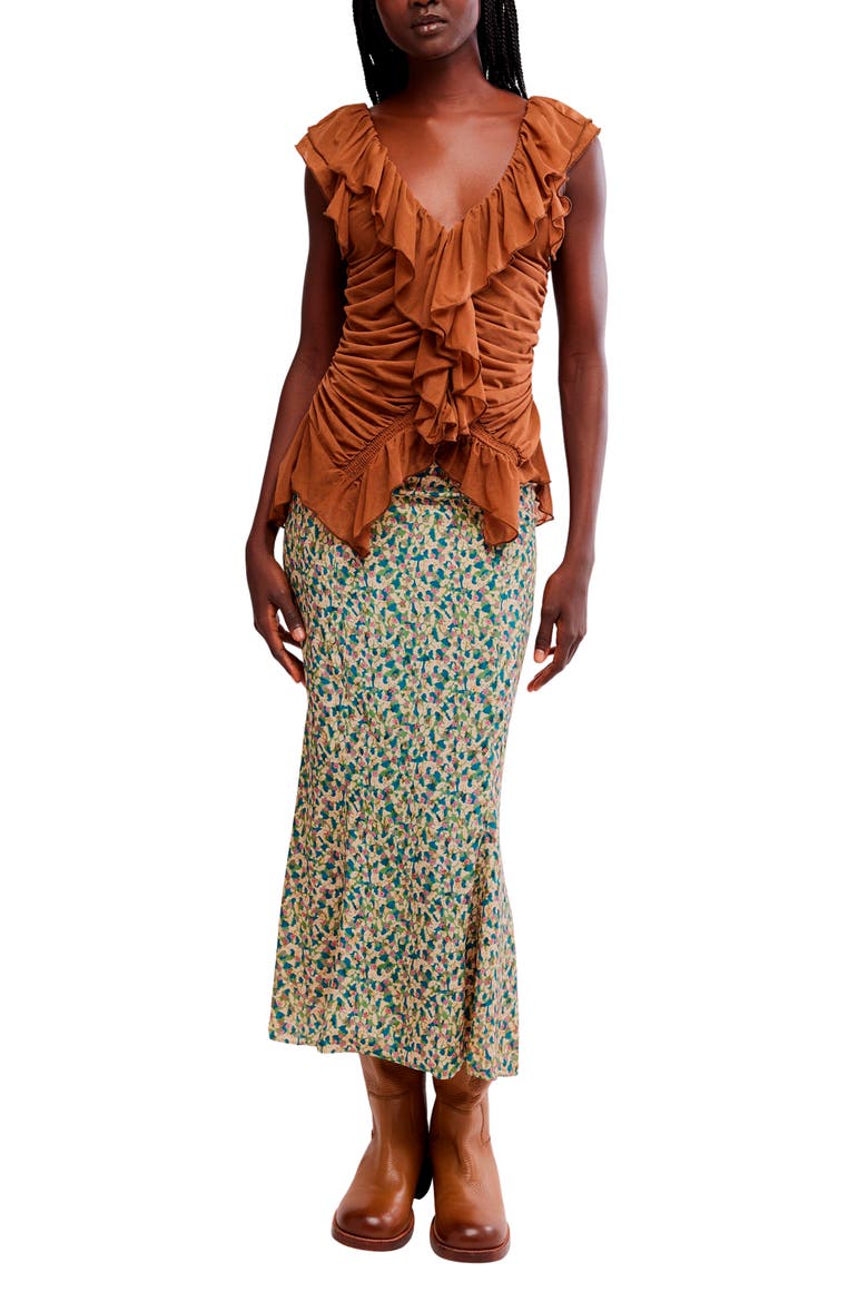 Blythe Ruffle Neck Sleeveless Top, Alternate, color, SEPIA CLAY